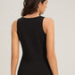 Black Round Neck Solid Fitted Tank Top