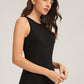 Black Round Neck Solid Fitted Tank Top