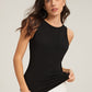 Black Round Neck Solid Fitted Tank Top