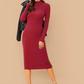 Stand Collar Slim Fit Mock-neck Solid Pencil Dress