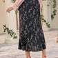 Black High Waist Boho Ruffle Hem Wrap Knot Skirt