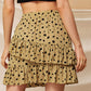 Yellow High Waist Dalmatian Print Ruffle Hem Skirt