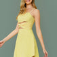 Pastel Yellow Sleeveless Twist Front Peekaboo Cami Dress