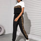Round Neck Colourblock Leopard Panel Top and Joggers Set