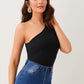 One Shoulder Cut-out Puff Sleeve Slim Fit Top