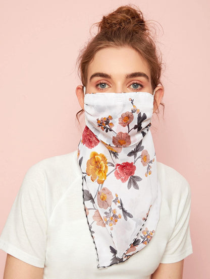Boho Floral Pattern Face Protection Mask Scarf