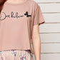 Round Neck Slogan and Butterfly Print Pyjama Sleepwear Set