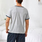Round Neck Plaid Short Sleeve top and Shorts Pyjama Sleepwear Set