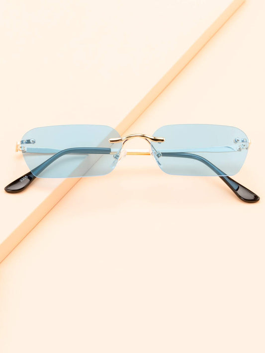 Rimless Oval Square Frame Sunglasses