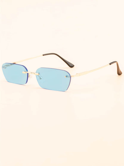 Rimless Oval Square Frame Sunglasses