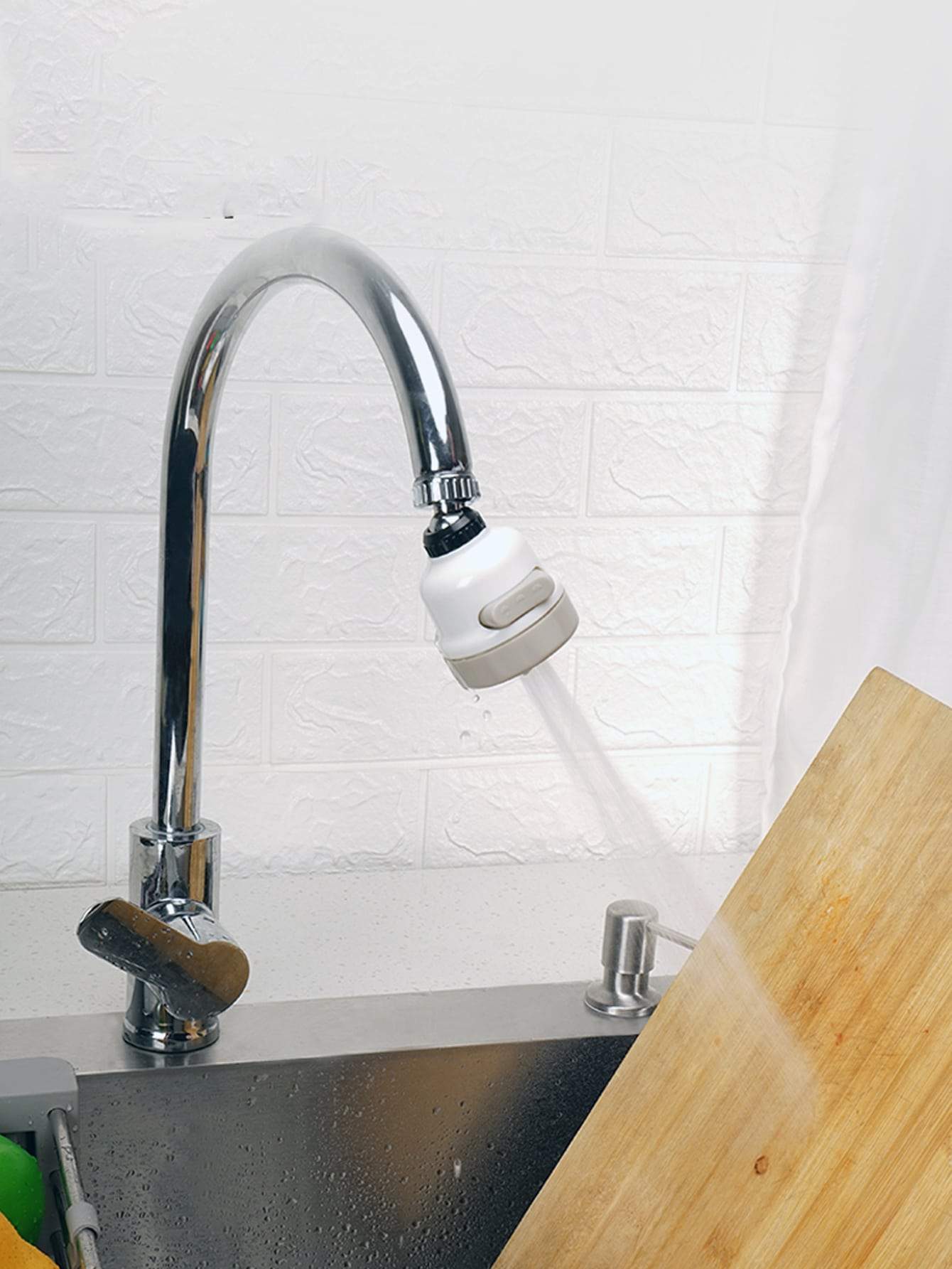 1pc Stainless Steel White Adjustable Faucet Filter