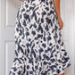 High waist Draped Front Asymmetrical Ruffle Trim Allover Print Skirt