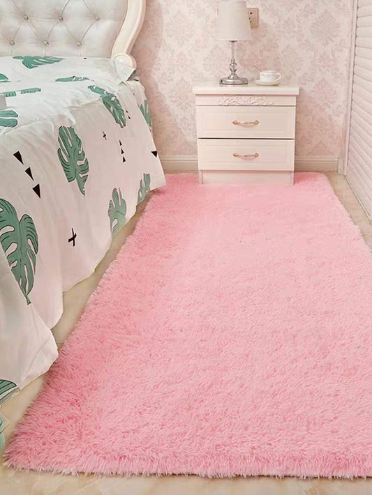 Pink Solid Plush Floor Mat