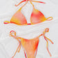 Velvet Ombre Halter Neck Triangle Tie Side Bikini Swimsuit