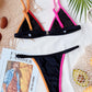 Contrast Binding Spaghetti Strap Triangle Thong Bikini Swimwear