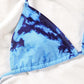 Blue Tie Dye Triangle Halter Bikini Swimwear and Crop Top