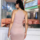 Dusty Pink Ladder Cut-out Solid Halter Neck Slim Fit Dress