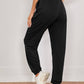 Sporty High Elastic Waist Letter Graphic Slant Pocket Joggers Sweatpants
