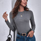 Round Neck Solid Form Fitted Top