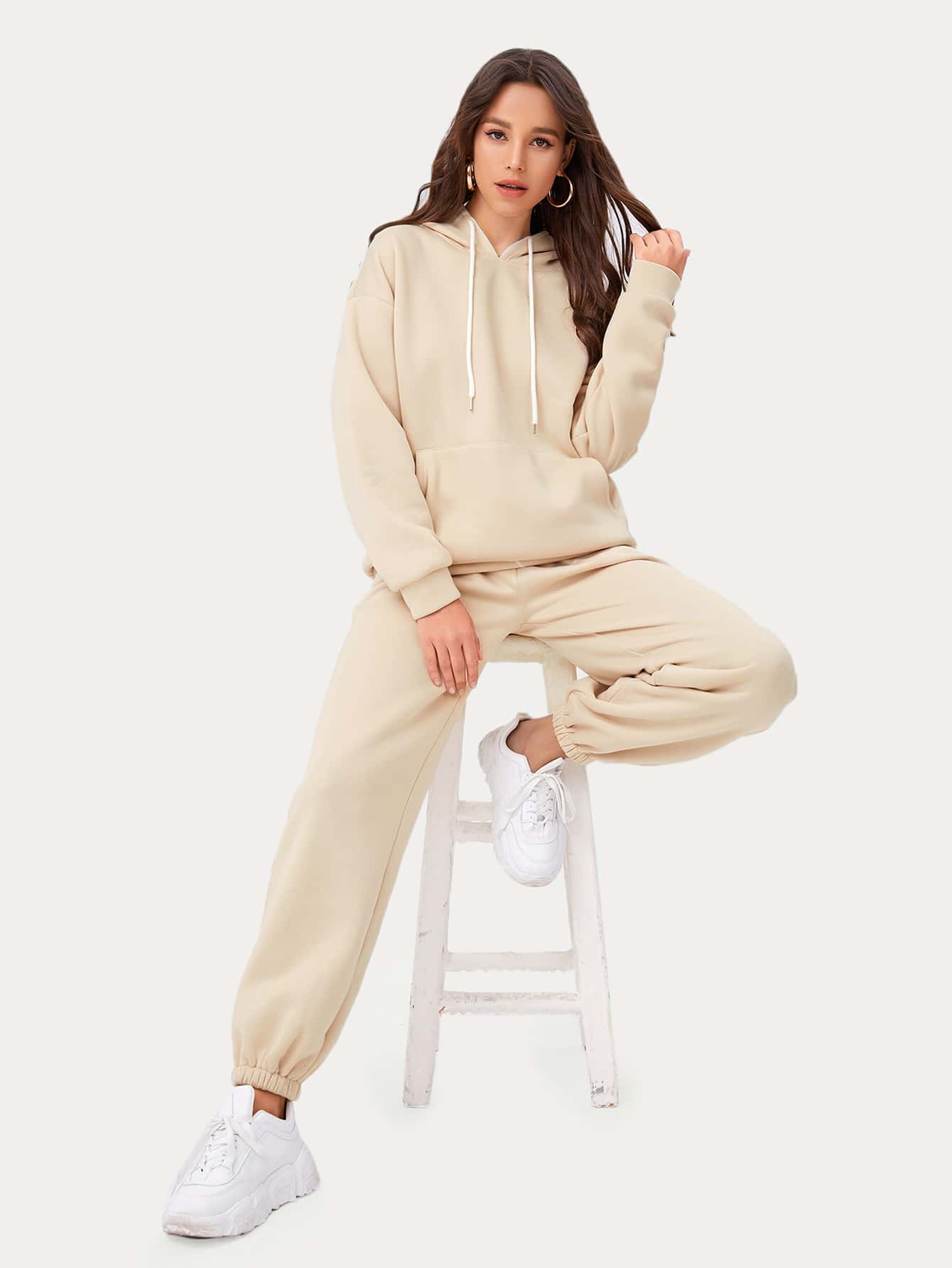 Verdusa Women's Drop Shoulder Crop Hoodie – Long Sleeve Drawstring Sweatshirt, Oversized Fit