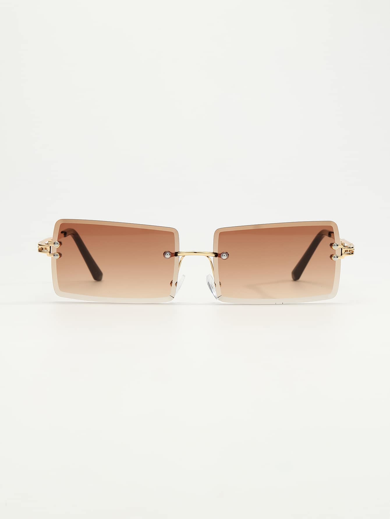 Square Rivet Decor Rimless Sunglasses
