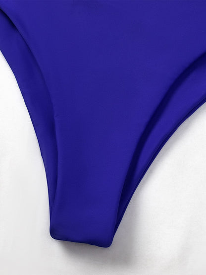 Royal Blue Crisscross Wrap Halter Neck Bikini Swimwear