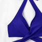 Royal Blue Crisscross Wrap Halter Neck Bikini Swimwear