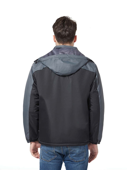 Windbreaker Color-block Zip Detail Outdoor Hooded Jacket