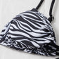 Zebra Striped Spaghetti Strap Triangle Tie Side Bikini Swimsuit