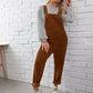 Sleeveless Patch Pocket Solid High Waist Overalls Jumpsuit