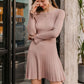 Dusty Pink Boat Neck Ribbed Knit Sweater Dress