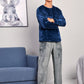 Round Neck Flannel Long Sleeve Pyjama Sleepwear Set