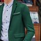 Dark Green Lapel Collar Flap Detail Single Button Blazer