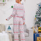 Round Neck Christmas Print Drawstring Hem Sleepwear Set