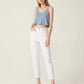 Dusty Blue Rayon Ribbed Cropped Sleeveless Backless Scoop Neck Top