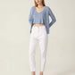 White Cotton High Waist Zipper Fly Cropped Jeans