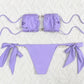 Frill Trim Chain Linked Bandeau Rhinestone Bikini Swimwear