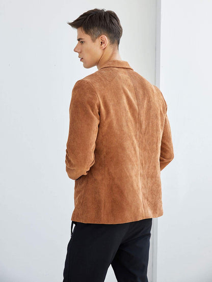 Single Breasted Button Front Corduroy Blazer