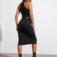 Sleeveless Slim Fit Crop Halter Top and Pencil Skirt Set