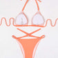 Halter Neck Ring Linked Triangle Thong Bikini Swimwear