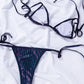 Metallic Triangle Tie Side Halter Neck Bikini Swimsuit