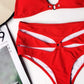 Spaghetti Strap Cut-out Ring Linked Triangle Bikini Swimwear