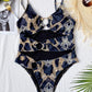Snakeskin Cut-out Ring Linked One Piece Swimsuit