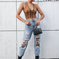 Lace Up Seam Front Slim Fit Halter Top