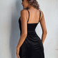Black Velvet Solid Spaghetti Strap Sleeveless Cami Slim Fit Dress
