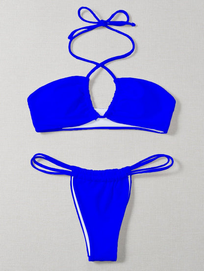 Criss Cross Halter Thong Bikini Swimwear