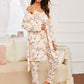 3pcs Spaghetti Strap Allover Floral Print Pyjama Sleepwear Set and Belted Robe