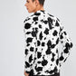 Single Breasted Cow Print Notch Collar Blazer