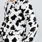 Single Breasted Cow Print Notch Collar Blazer