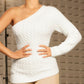 One Shoulder Cable Knit Slim Fit Sweater Top